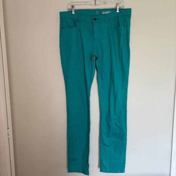NY&C NEW Sits at Lower Waist Skinny Jean Women 12 Teal Rhinestones Stretch - Picture 6 of 10